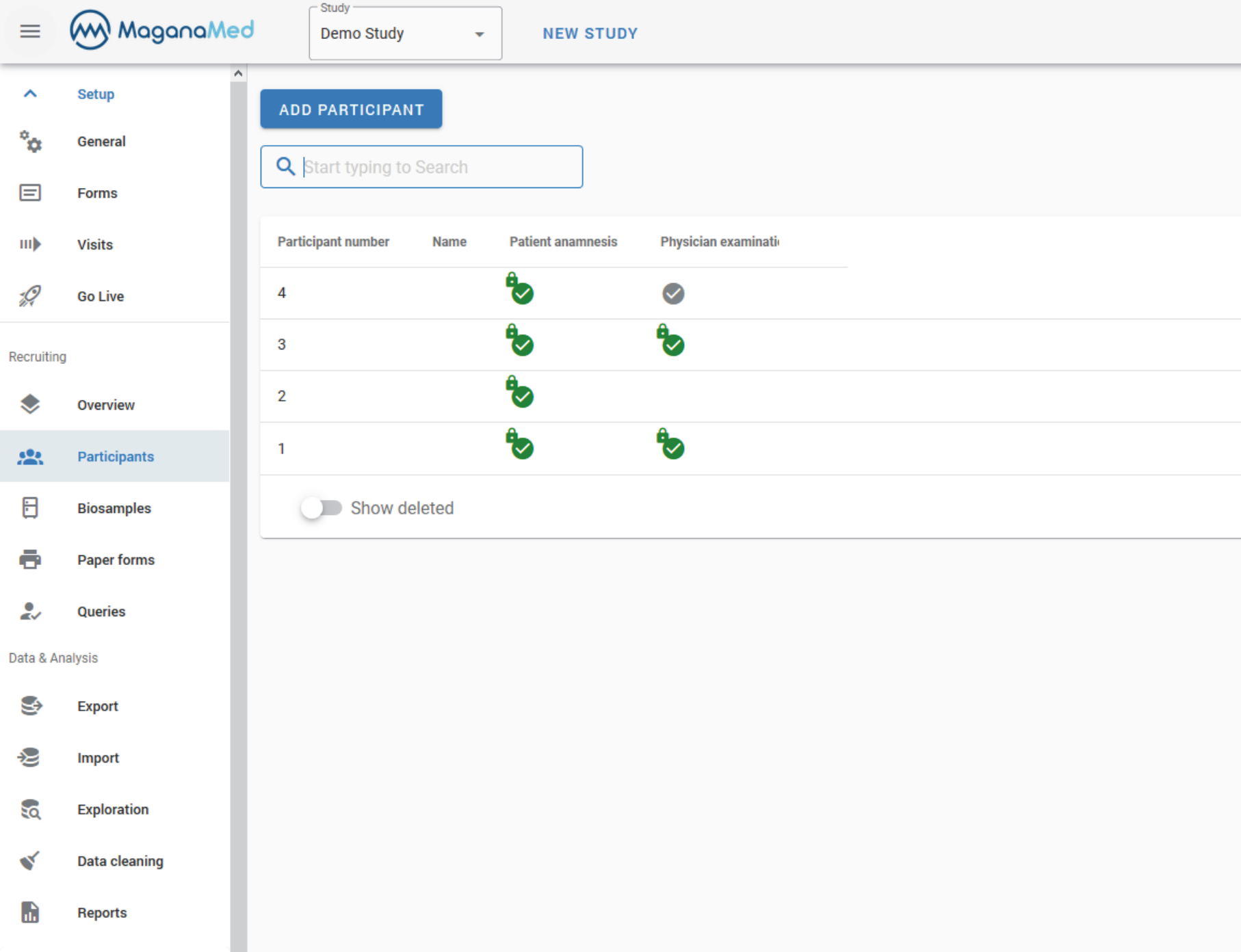 screenshot of Magana Trial Manager